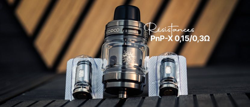 Clearomiseur UForce-X 2 compatible résistances PnP-x. Résistances 0,15 et 0,3ohm incluses
